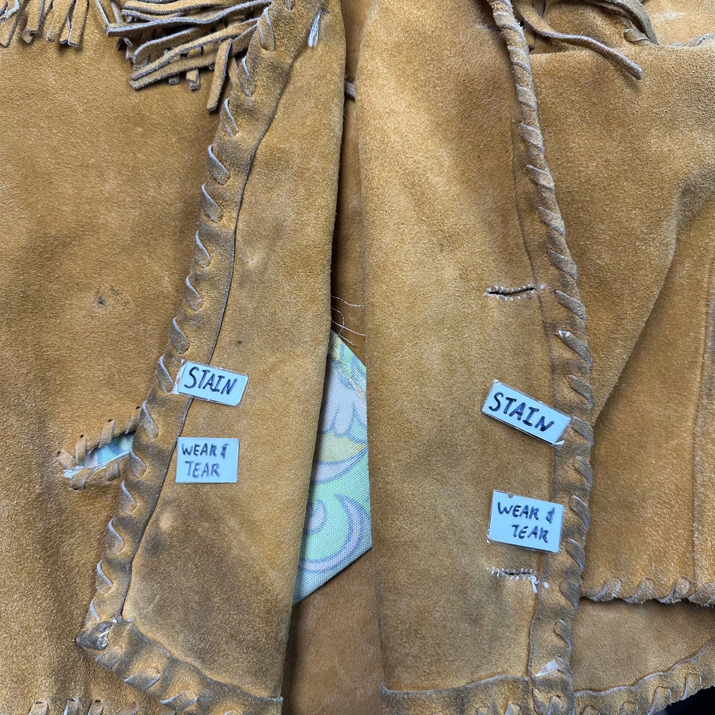 Vintage Brown Leather Suede Fringe Vest