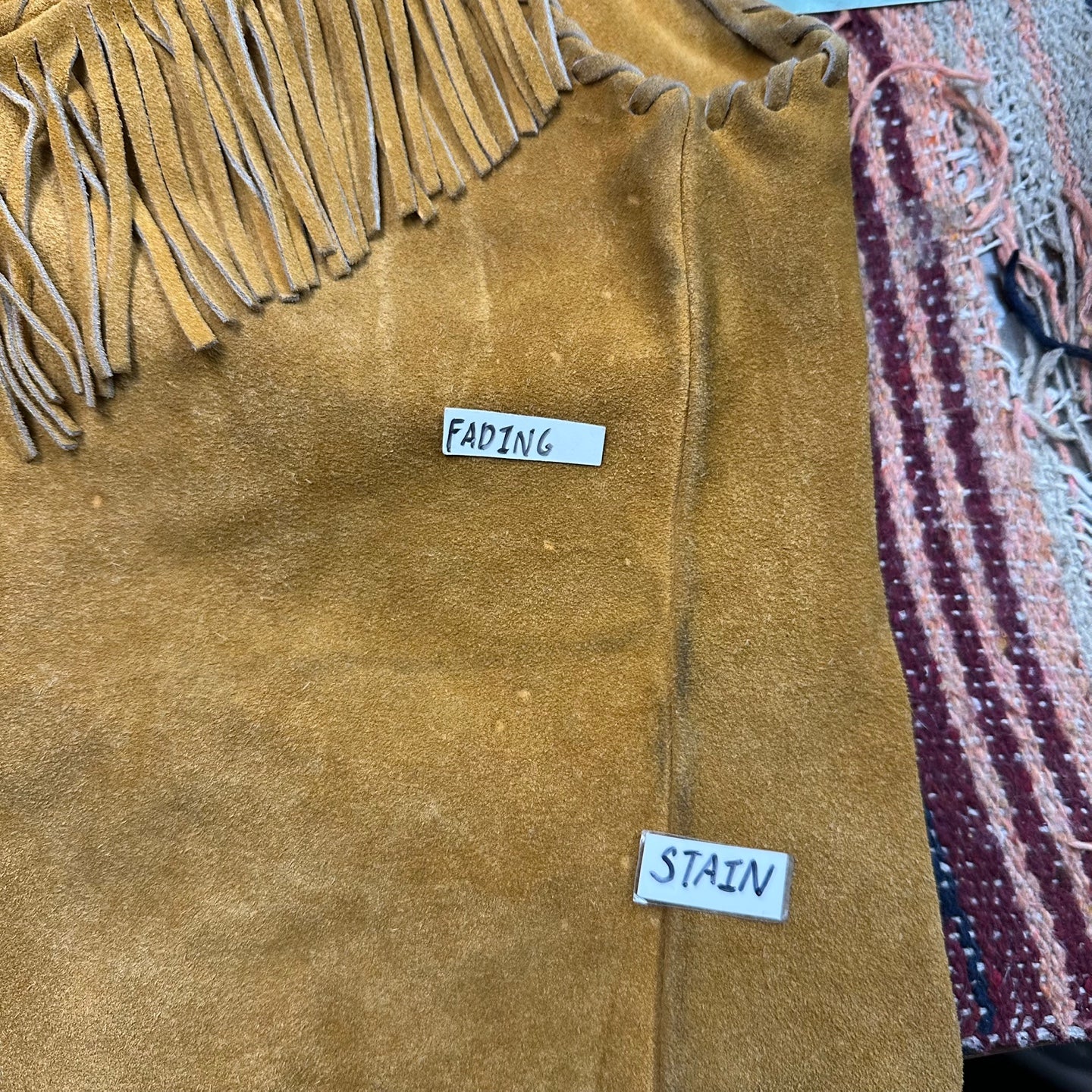 Vintage Brown Leather Suede Fringe Vest