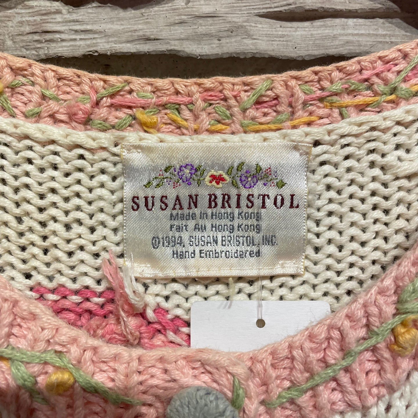 Vintage Susan Bristol Easter Themed Hand Embroidered Short Sleeve Sweater