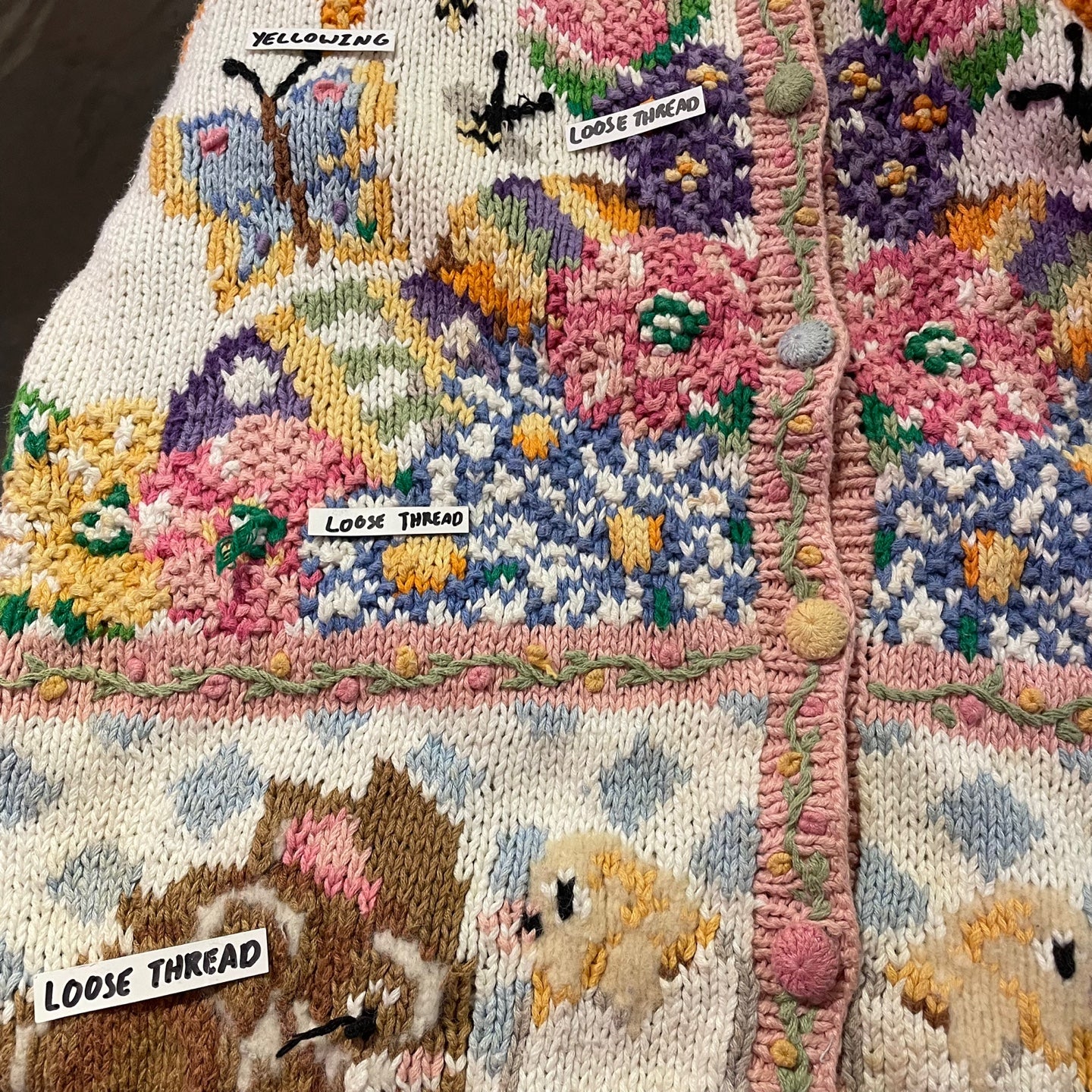 Vintage Susan Bristol Easter Themed Hand Embroidered Short Sleeve Sweater