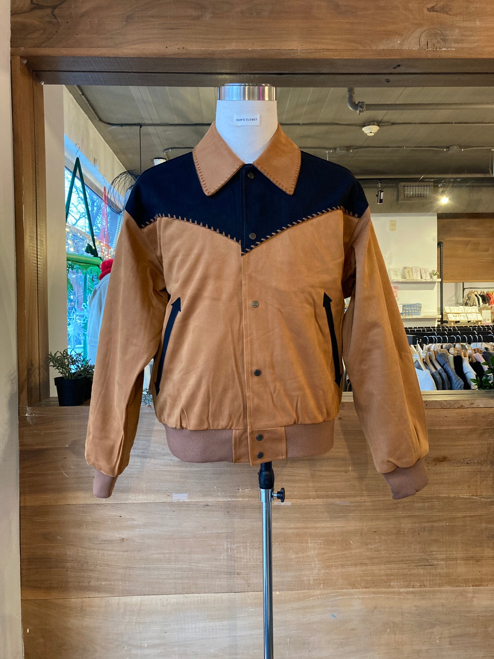 Men's Vegan Suede Western Style Bomber Jacket