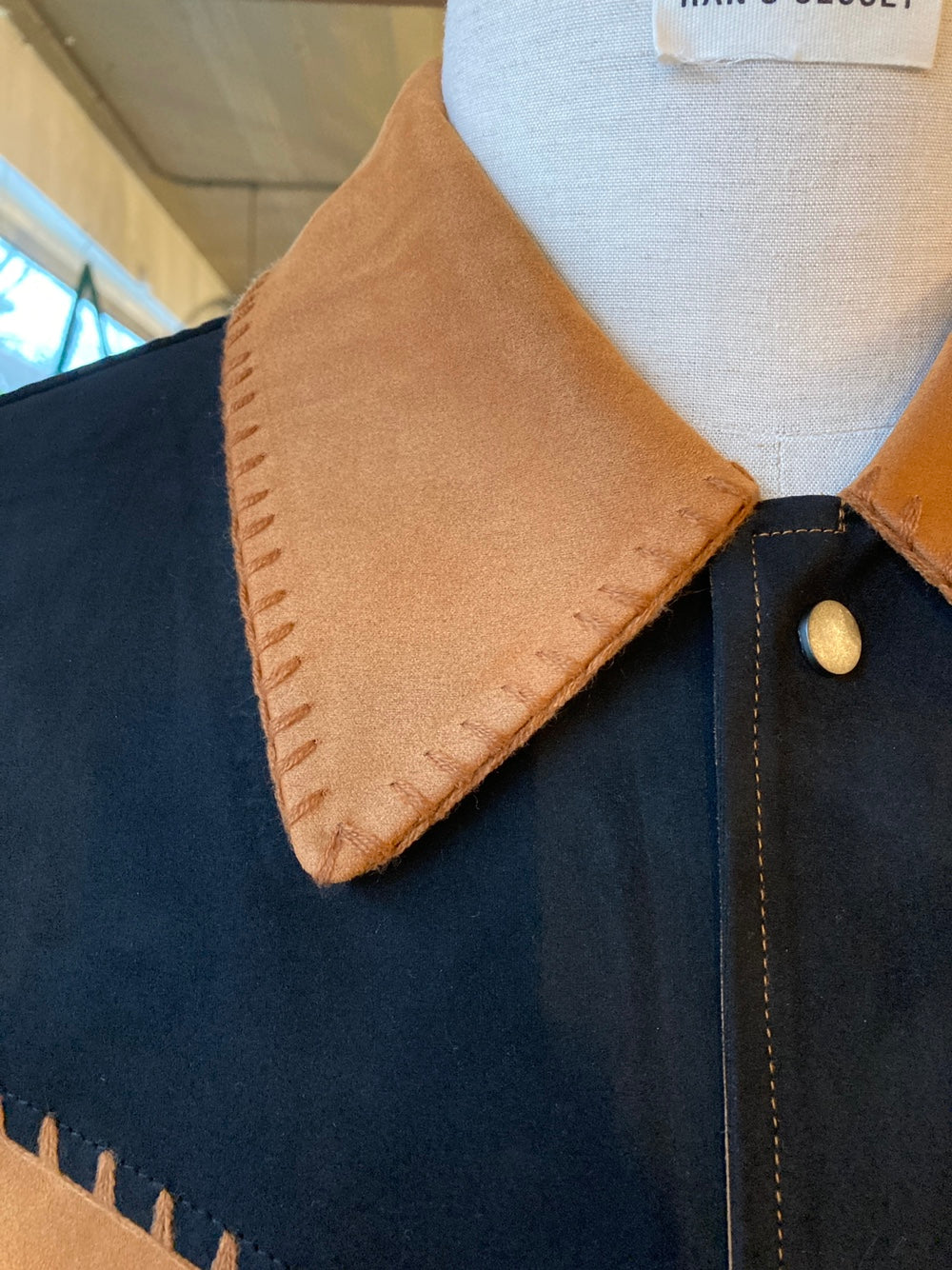 Men's Vegan Suede Western Style Bomber Jacket