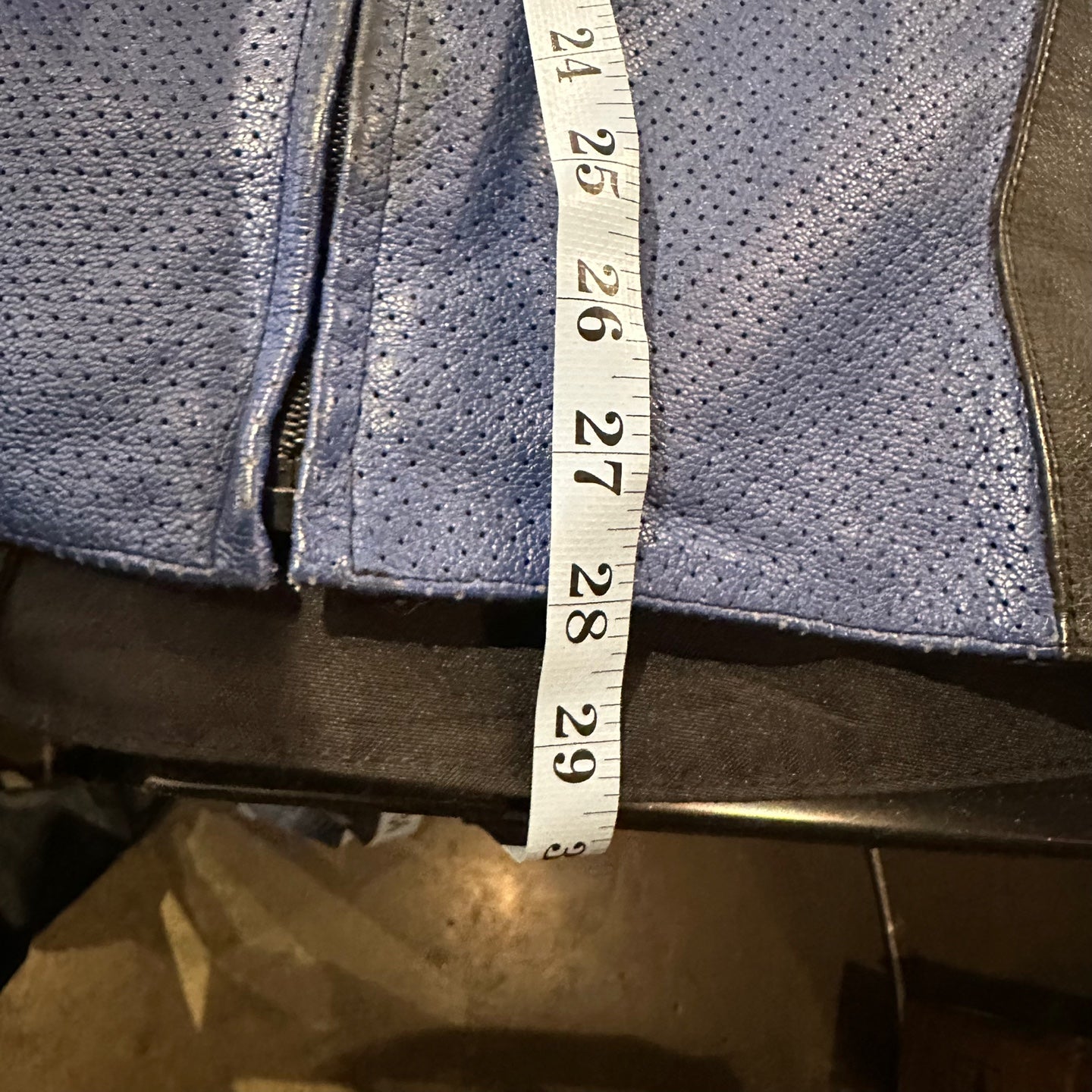 Vintage Shift Blue Black and White Leather Padded Biker Jacket