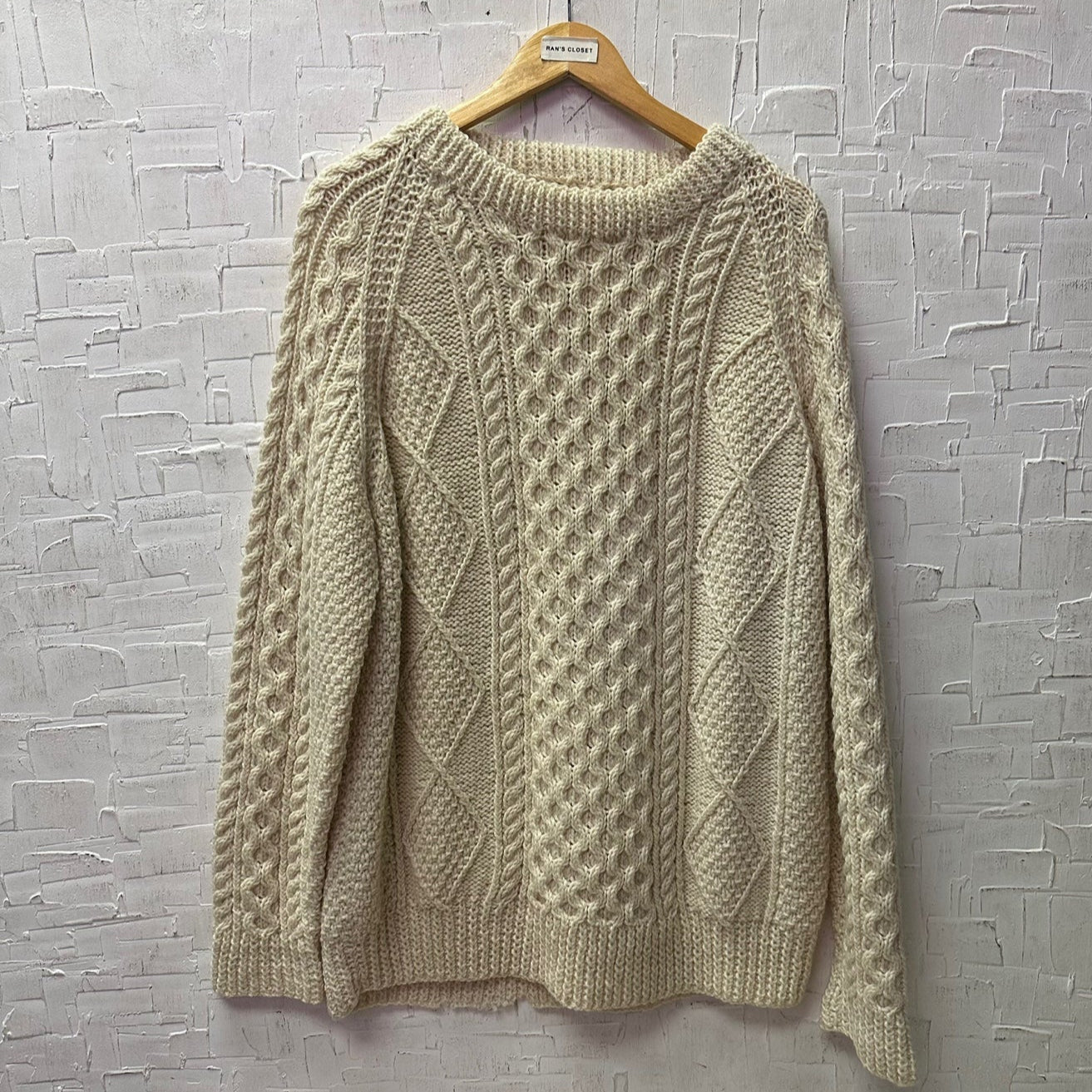 Vintage Cable Knit Cream Sweater
