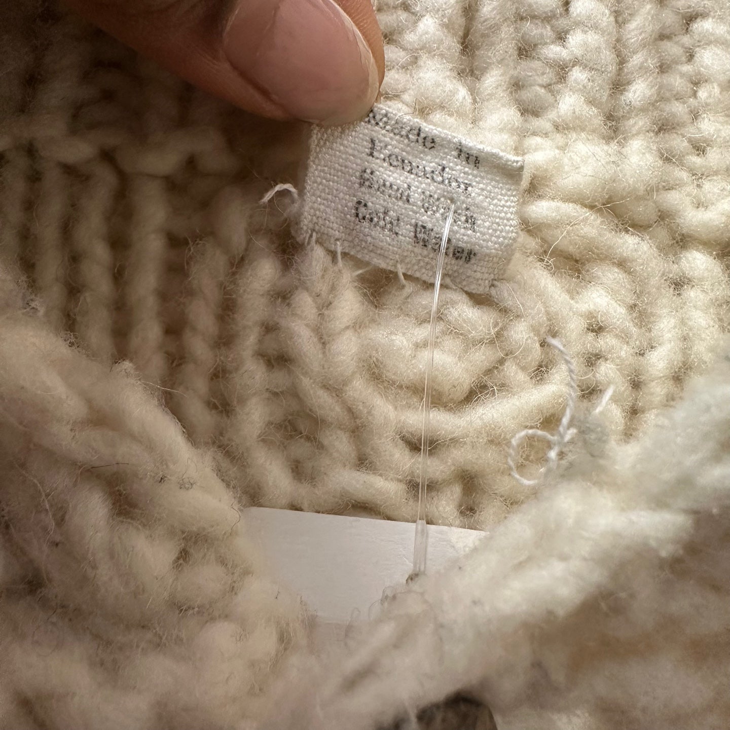 Vintage Hand Made Chunky Cream Turtle Neck Sweater with Buttons