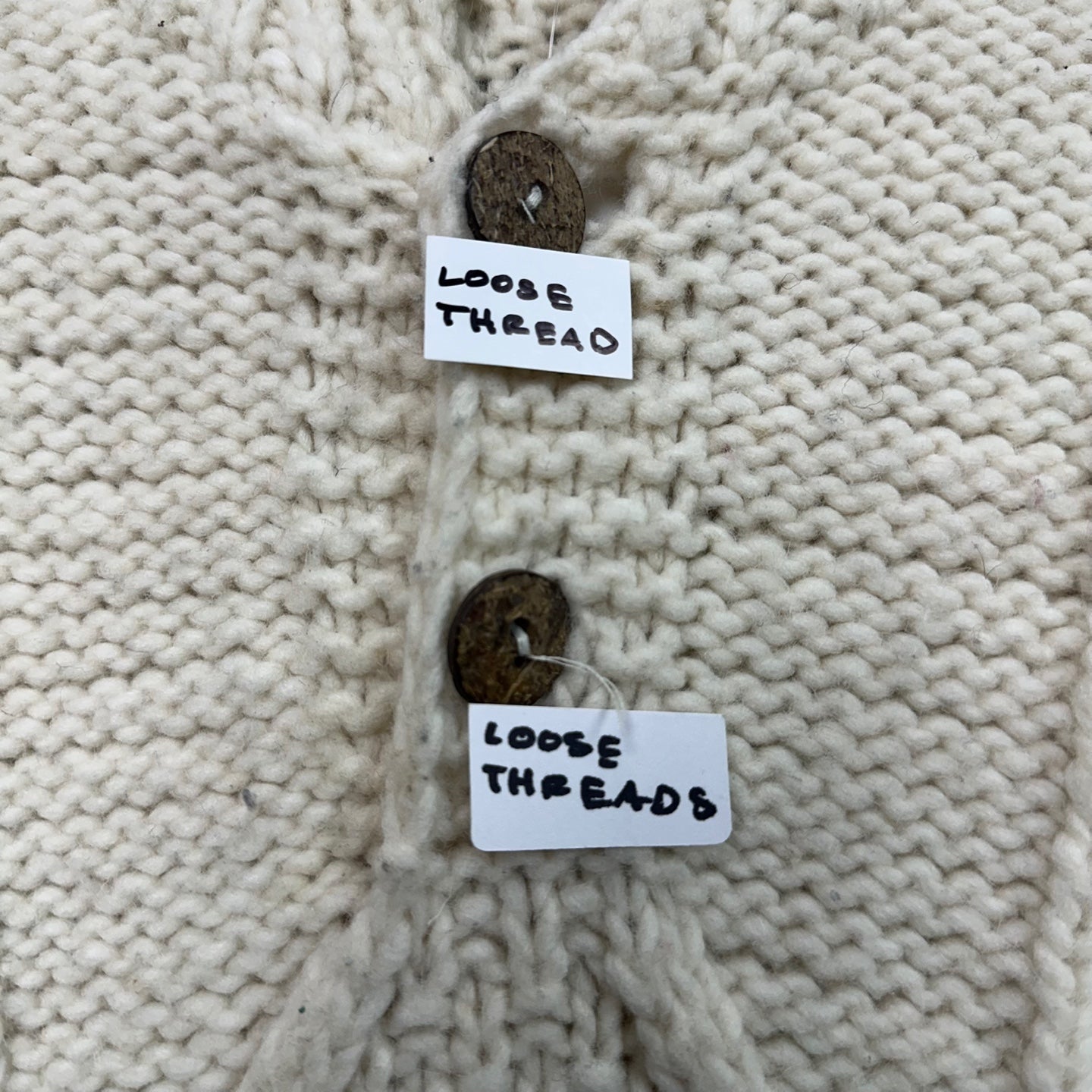 Vintage Hand Made Chunky Cream Turtle Neck Sweater with Buttons