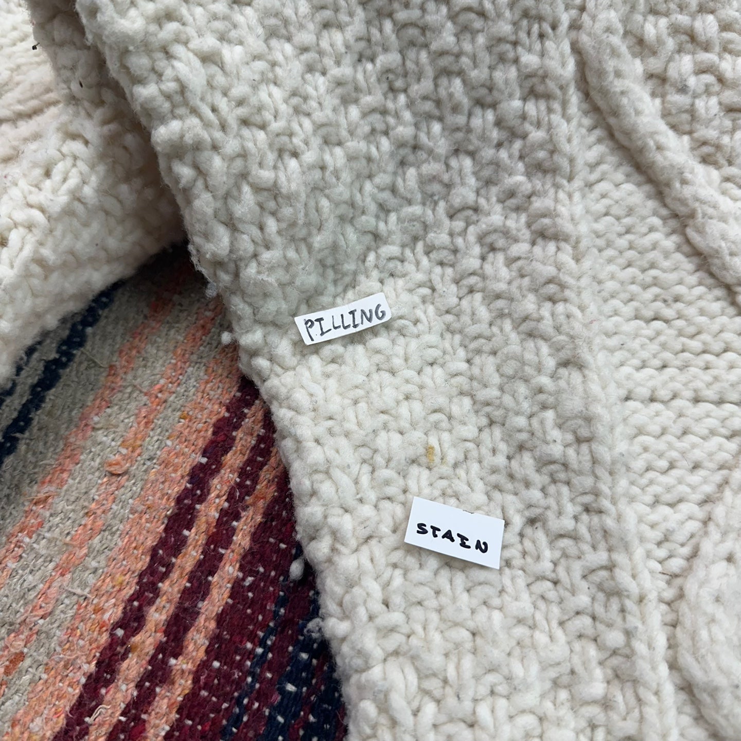 Vintage Hand Made Chunky Cream Turtle Neck Sweater with Buttons