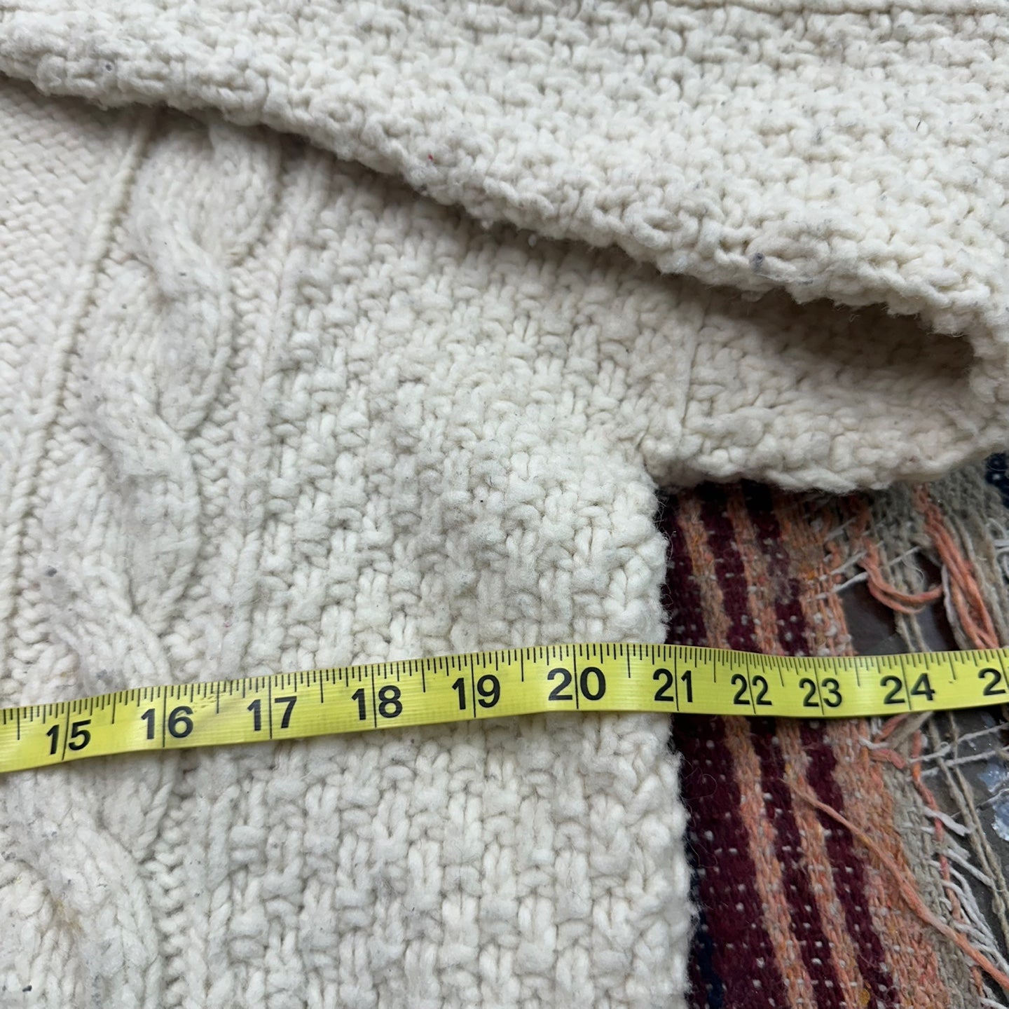 Vintage Hand Made Chunky Cream Turtle Neck Sweater with Buttons