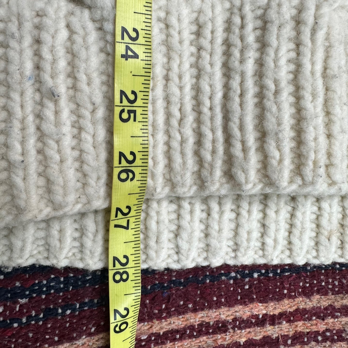 Vintage Hand Made Chunky Cream Turtle Neck Sweater with Buttons