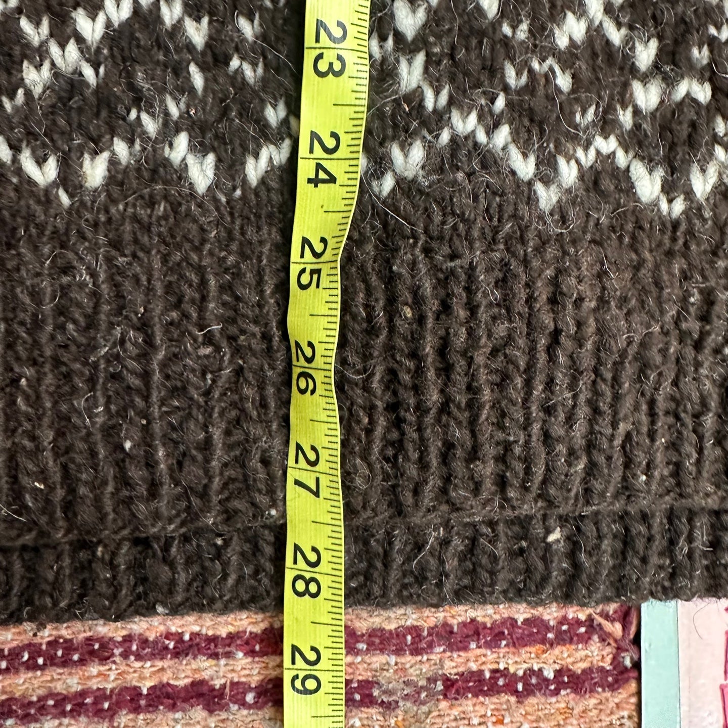 Vintage Wool Brown Sweater with Snowflake Design