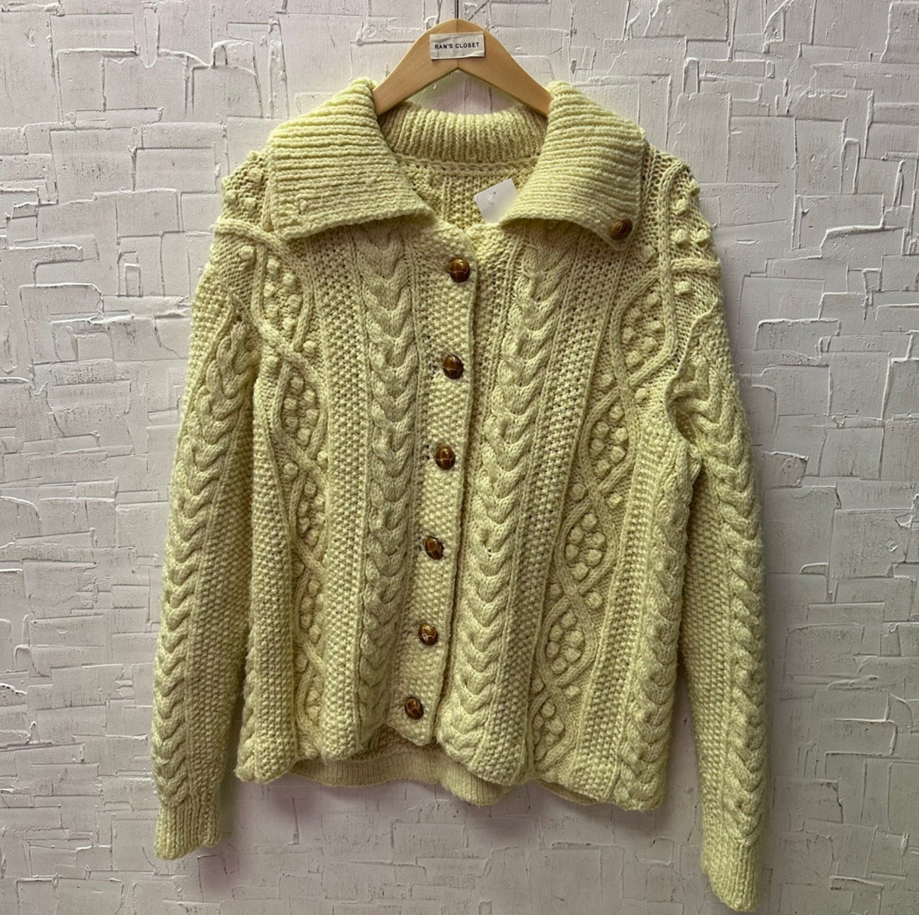 Vintage Cream Button Up Cardigan w/ Wooden Buttons