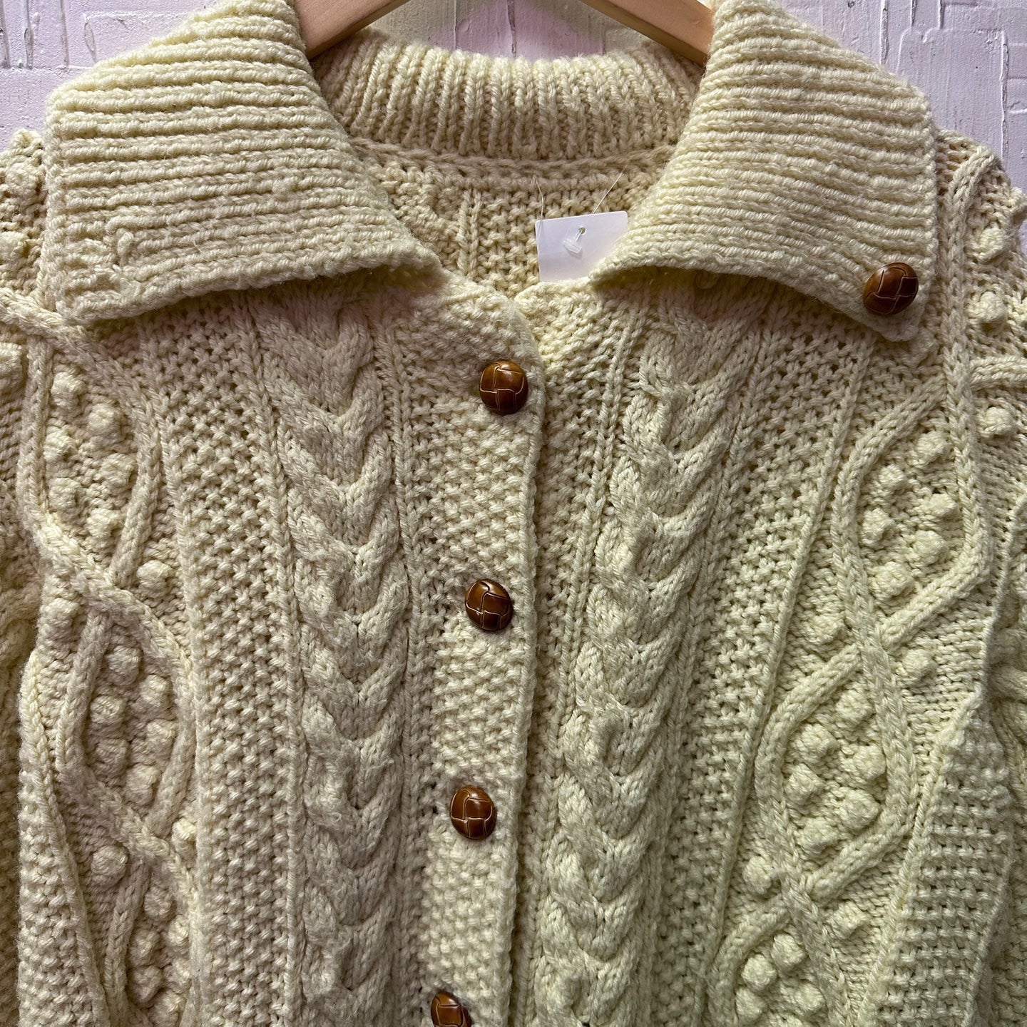 Vintage Cream Button Up Cardigan w/ Wooden Buttons