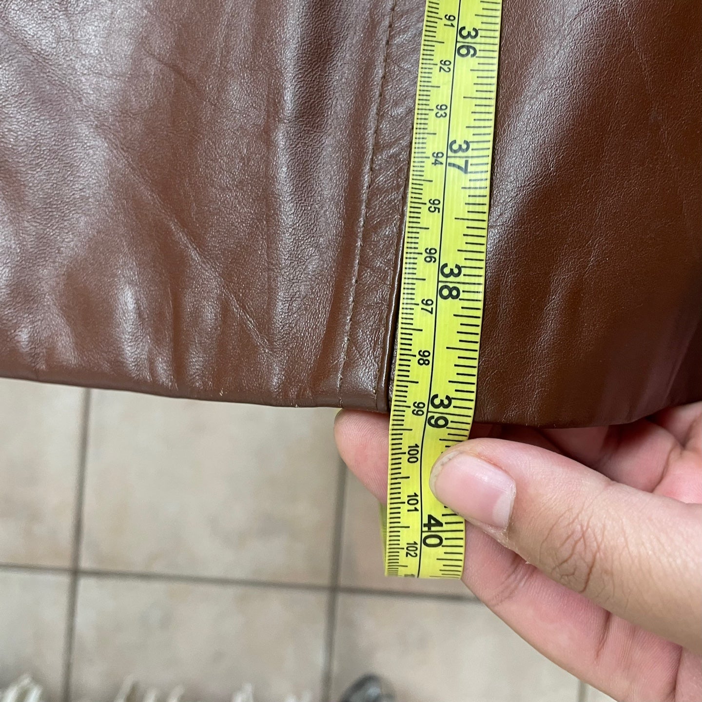 Vintage Joe Feller Brown Belted Faux Leather Trench Coat