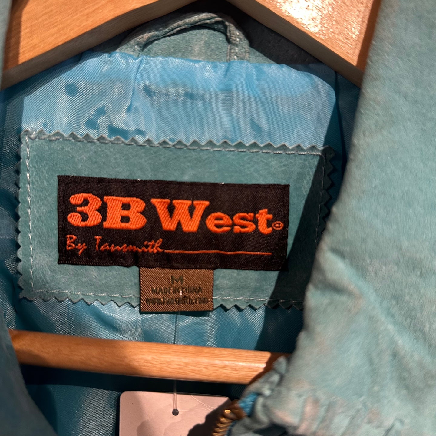 Vintage 3B West Teal Fringe Leather Jacket