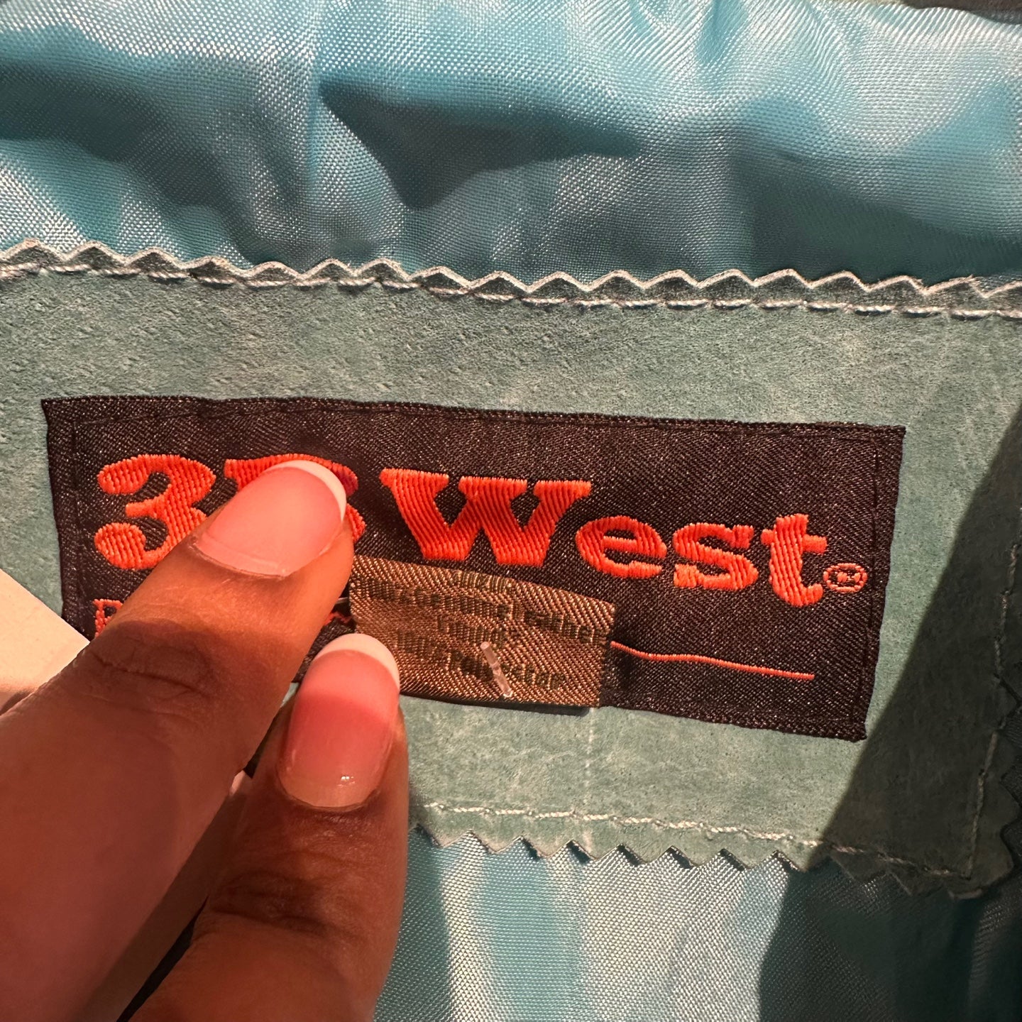Vintage 3B West Teal Fringe Leather Jacket