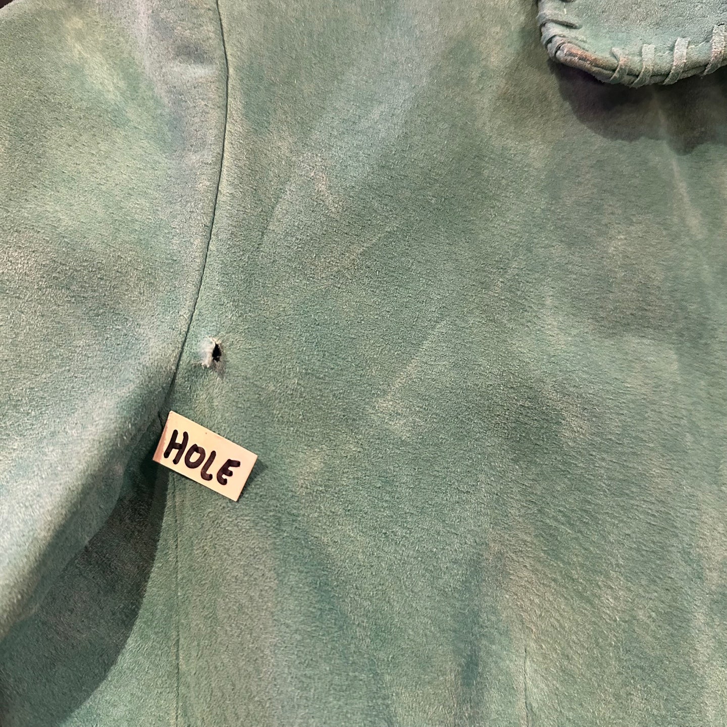 Vintage 3B West Teal Fringe Leather Jacket