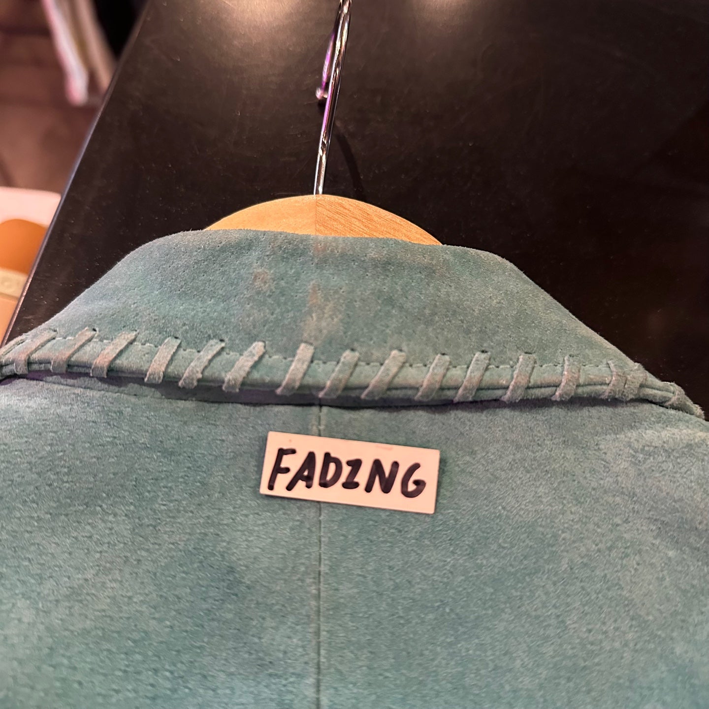 Vintage 3B West Teal Fringe Leather Jacket