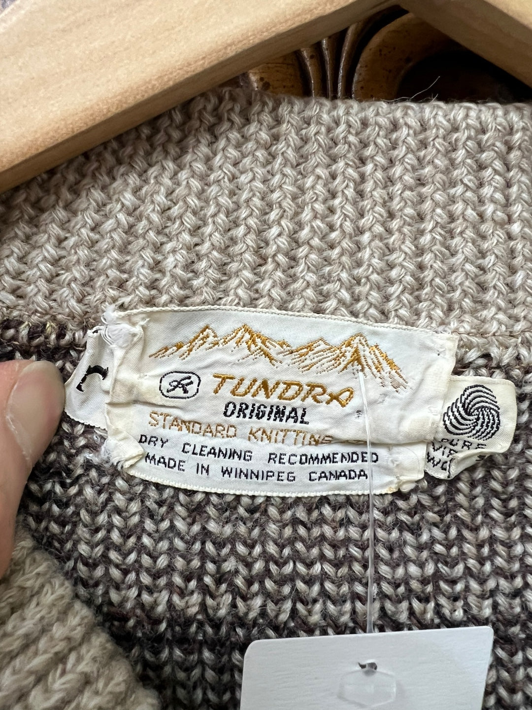 Vintage Tundra Striped Wooden Buttoned Knit Cardigan Sweater