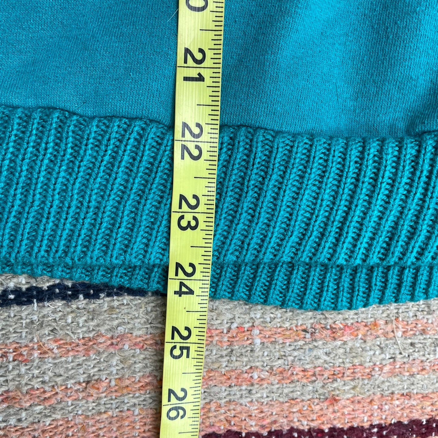 Vintage Teal Collared Sweatshirt With Knit Paneling