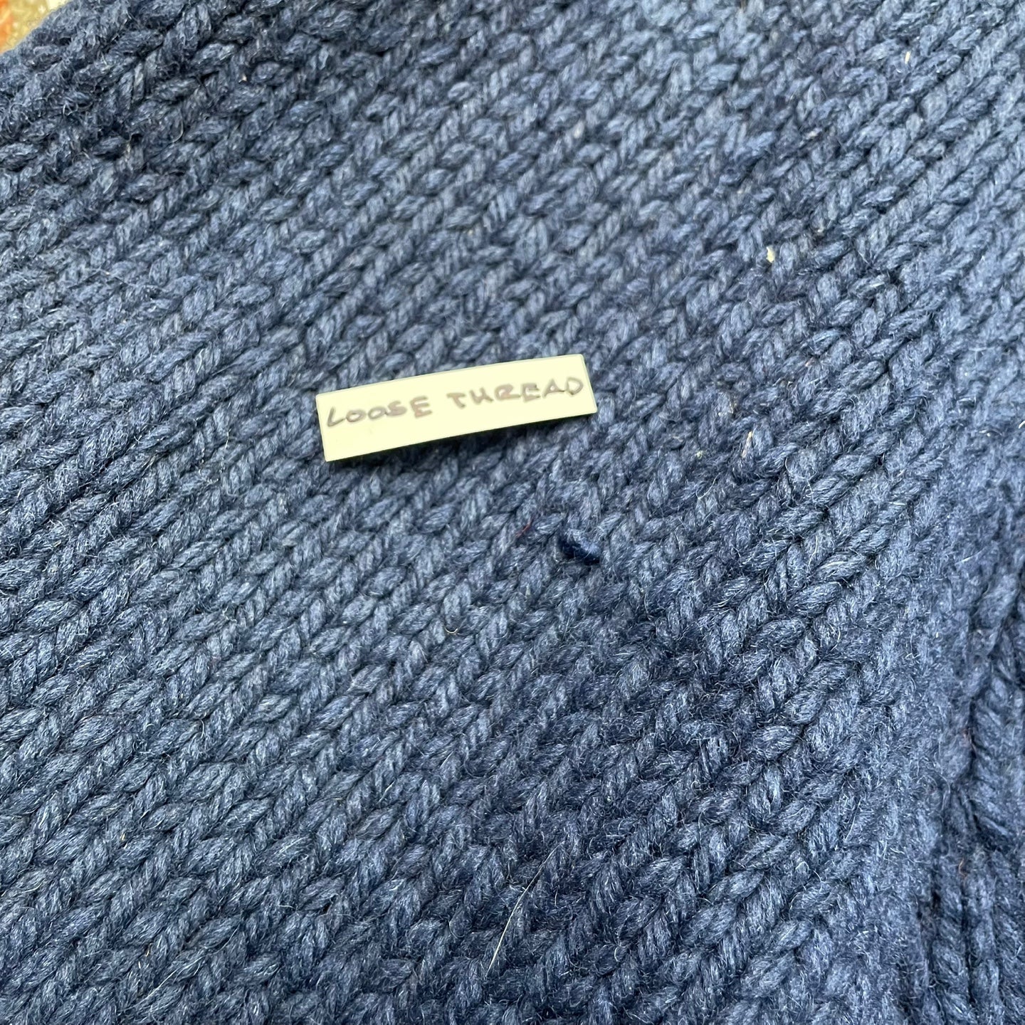 Vintage Oversized Heavy Knit Blue Cardigan with Lobsters