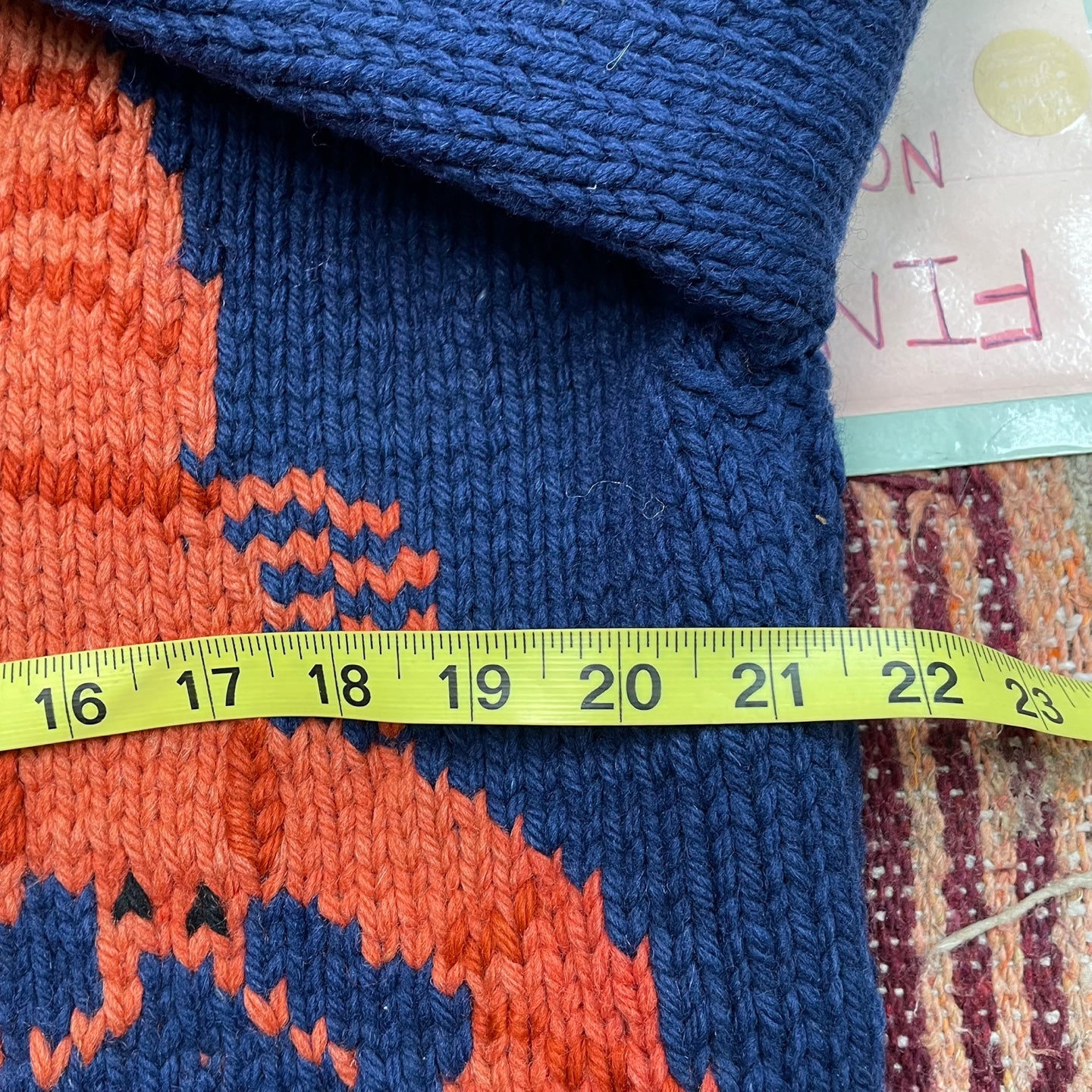 Vintage Oversized Heavy Knit Blue Cardigan with Lobsters