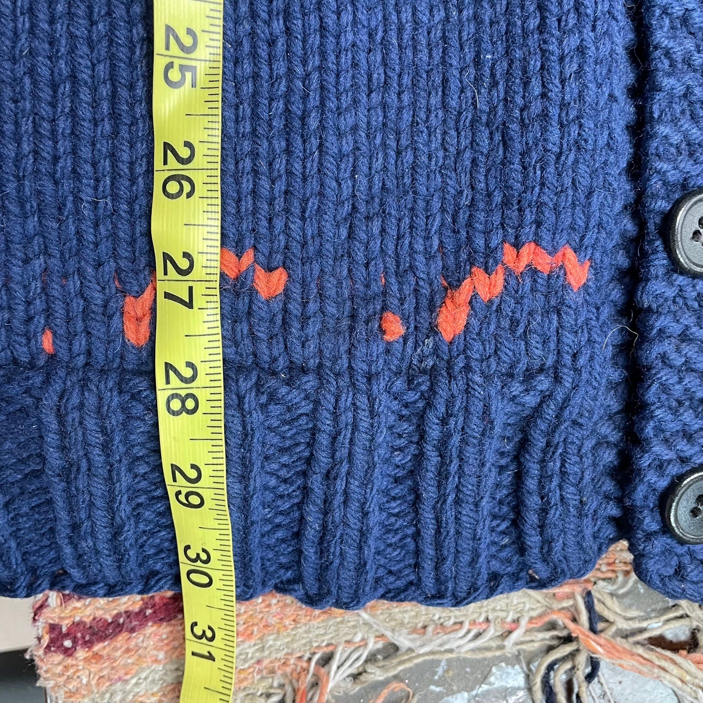 Vintage Oversized Heavy Knit Blue Cardigan with Lobsters