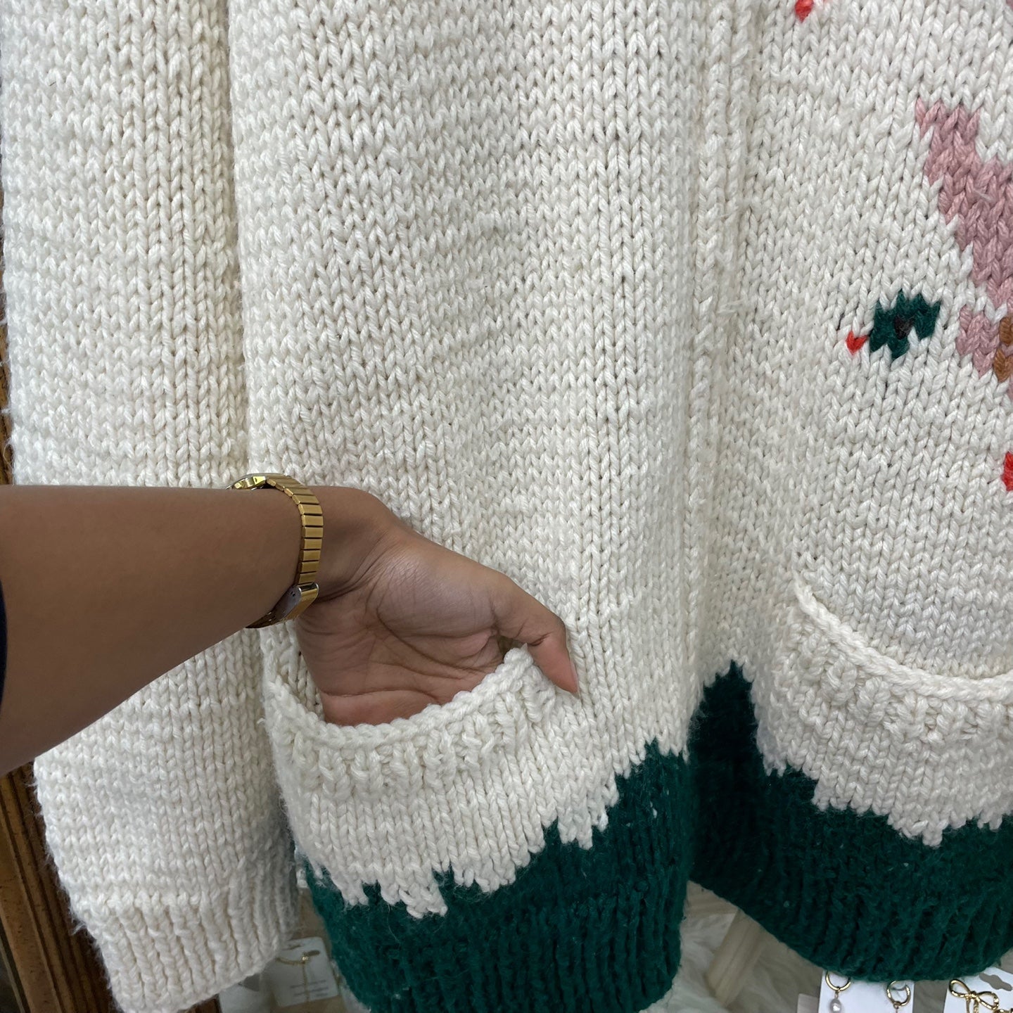 Vintage Zip Up Knit Sweater with Ducks