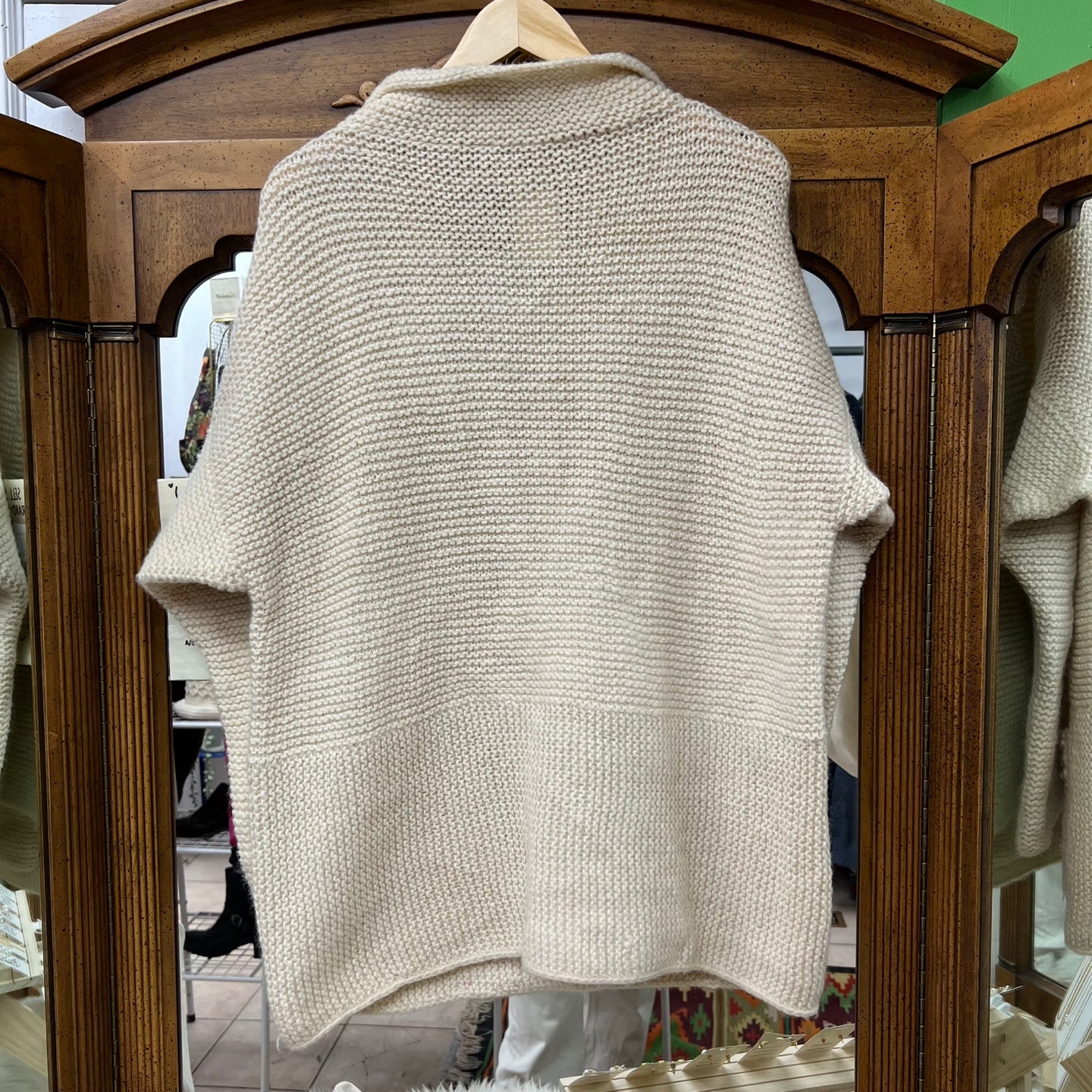 Vintage Oatmeal Knit Cardigan with Large Pockets