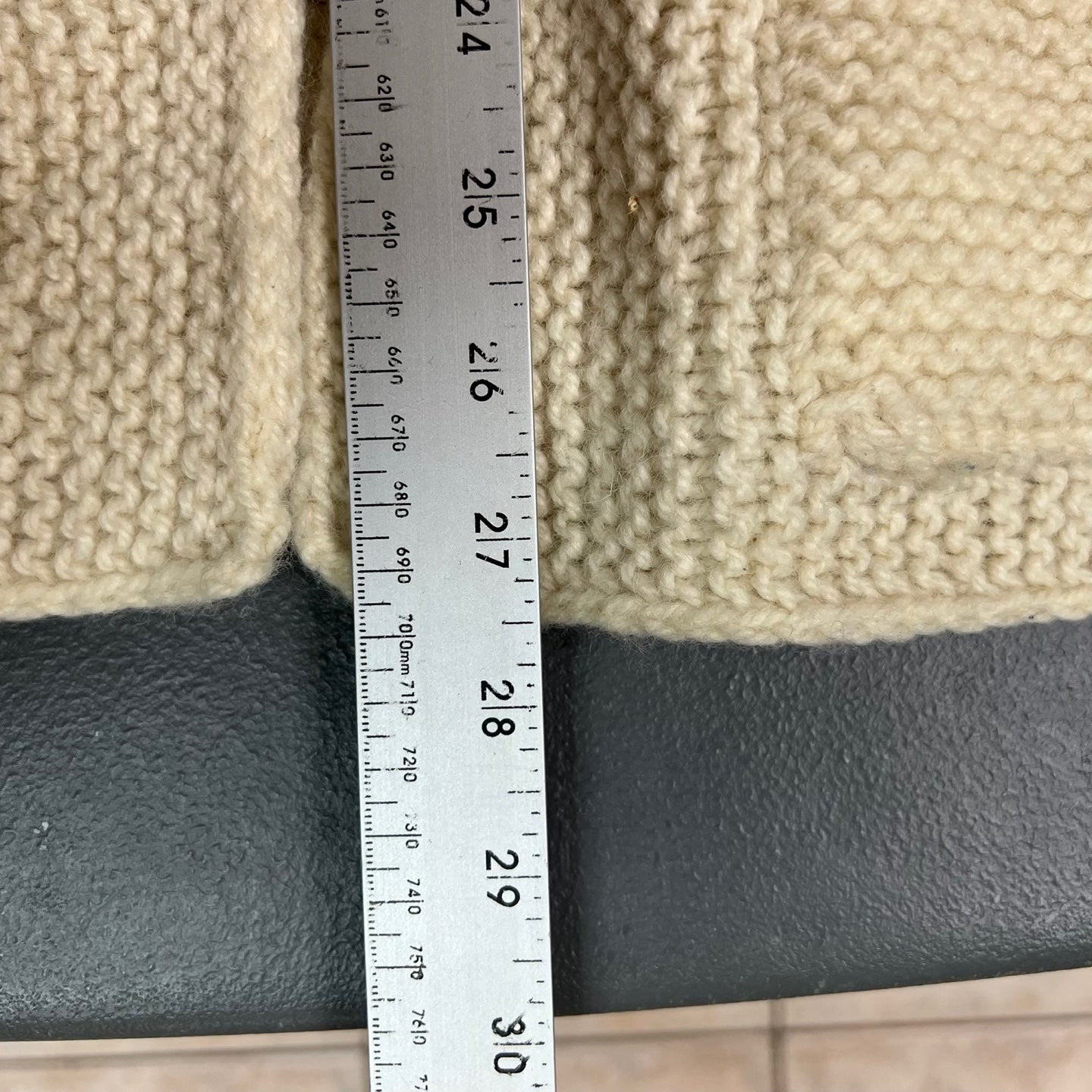 Vintage Oatmeal Knit Cardigan with Large Pockets