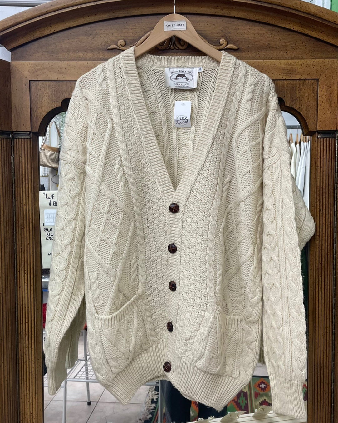 Vintage West Highland Wollens Made in Scotland Cream Cardigan