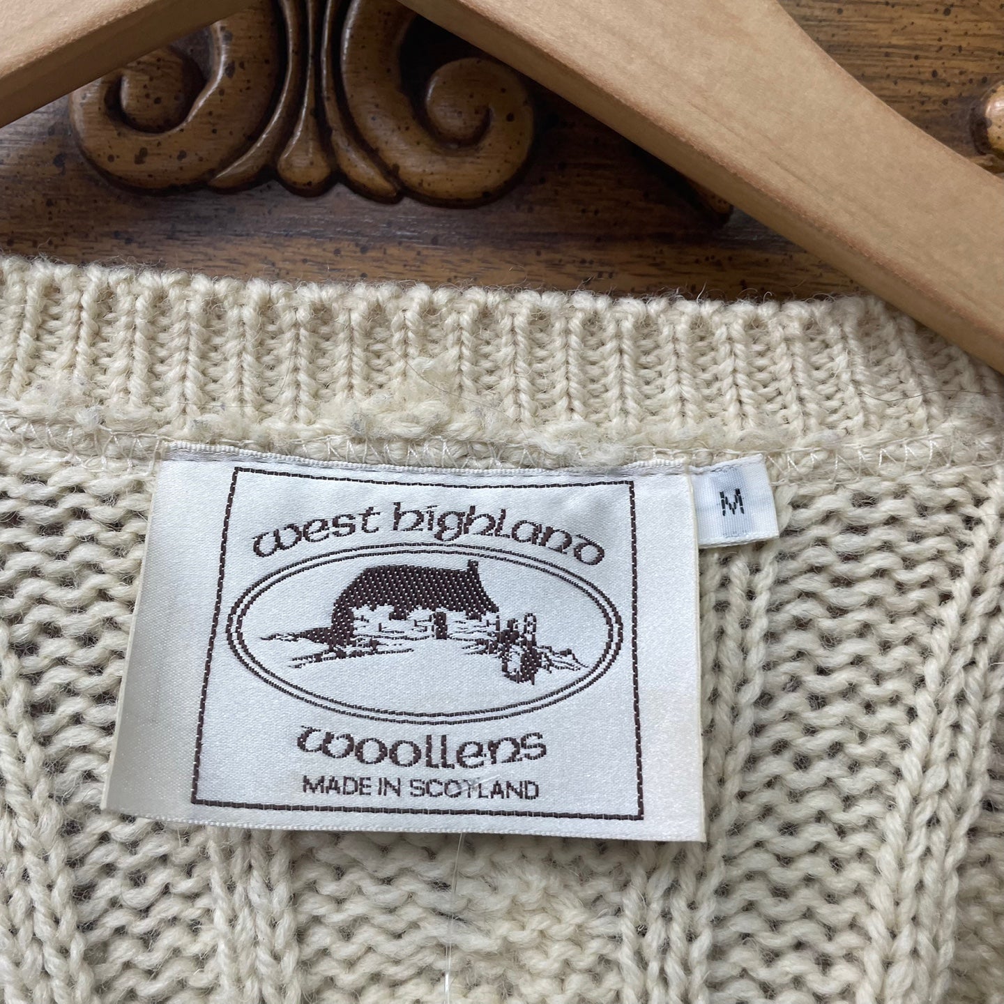 Vintage West Highland Wollens Made in Scotland Cream Cardigan