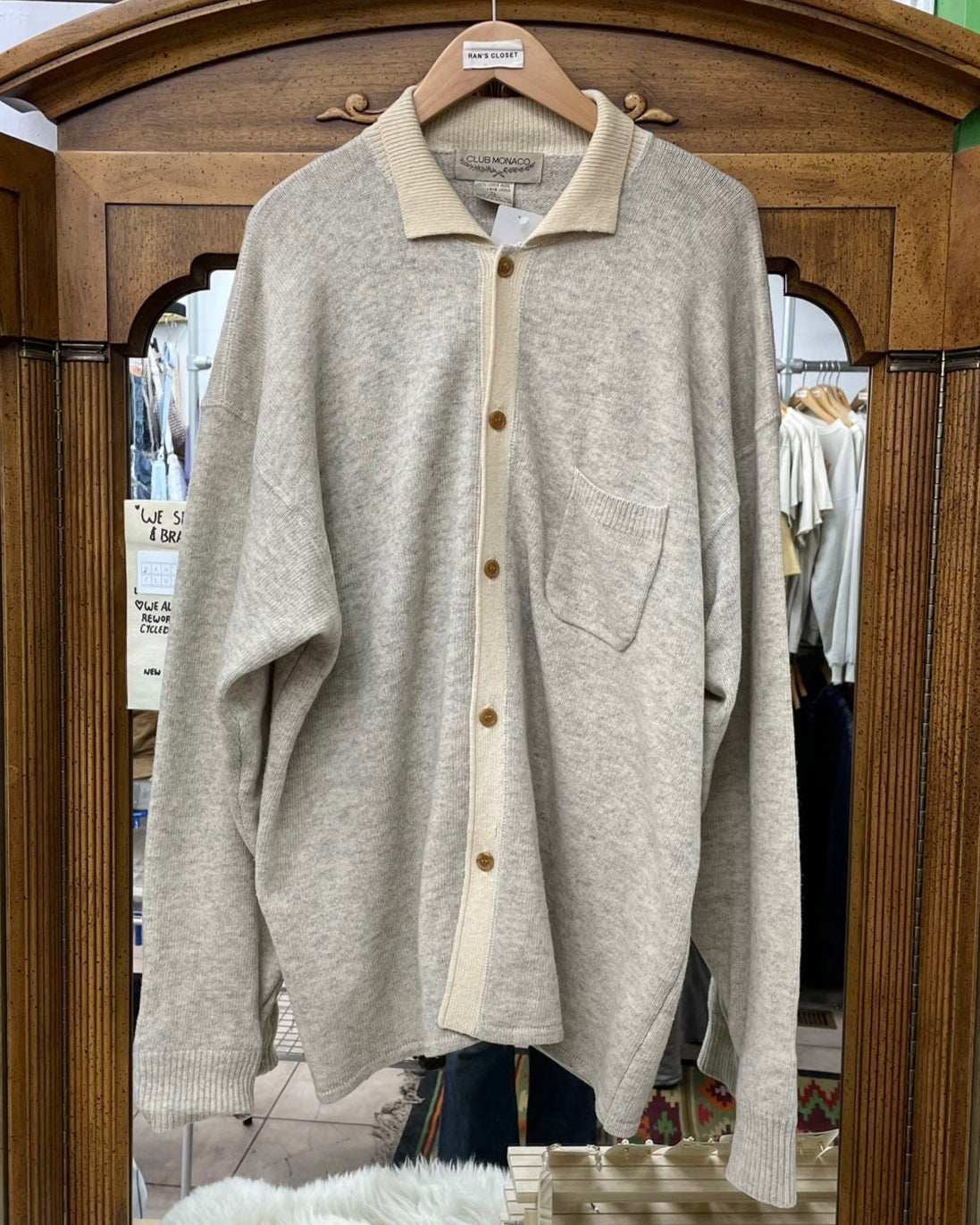 Vintage Club Monaco Virgin Wool Button Down Cardigan