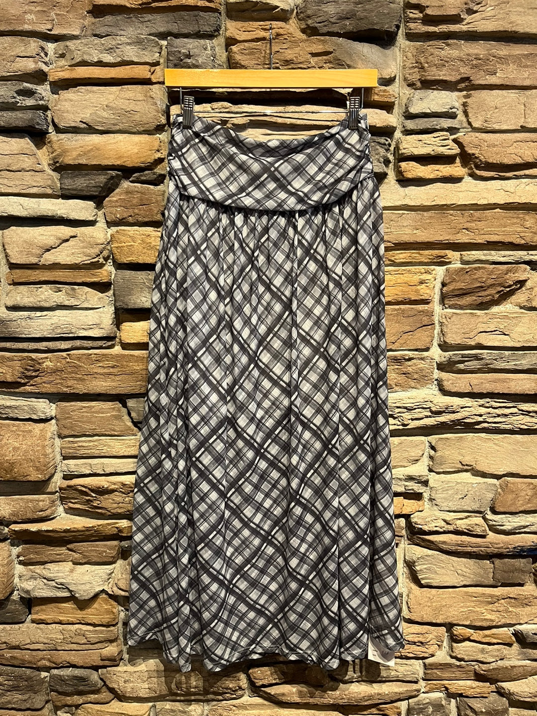 Rouched Plaid Skirt