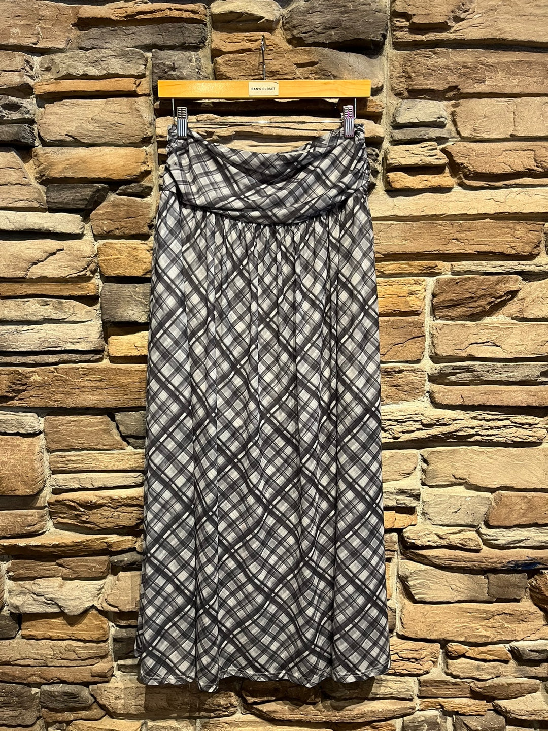 Rouched Plaid Skirt