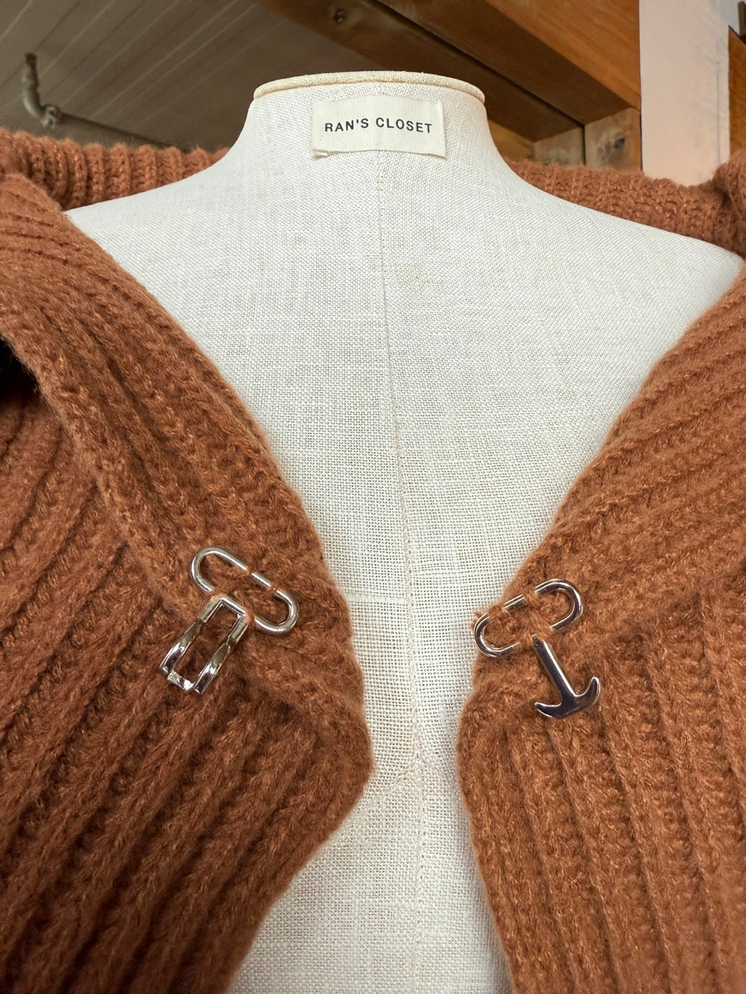 Cropped Hook and Eye Closure Cardigan
