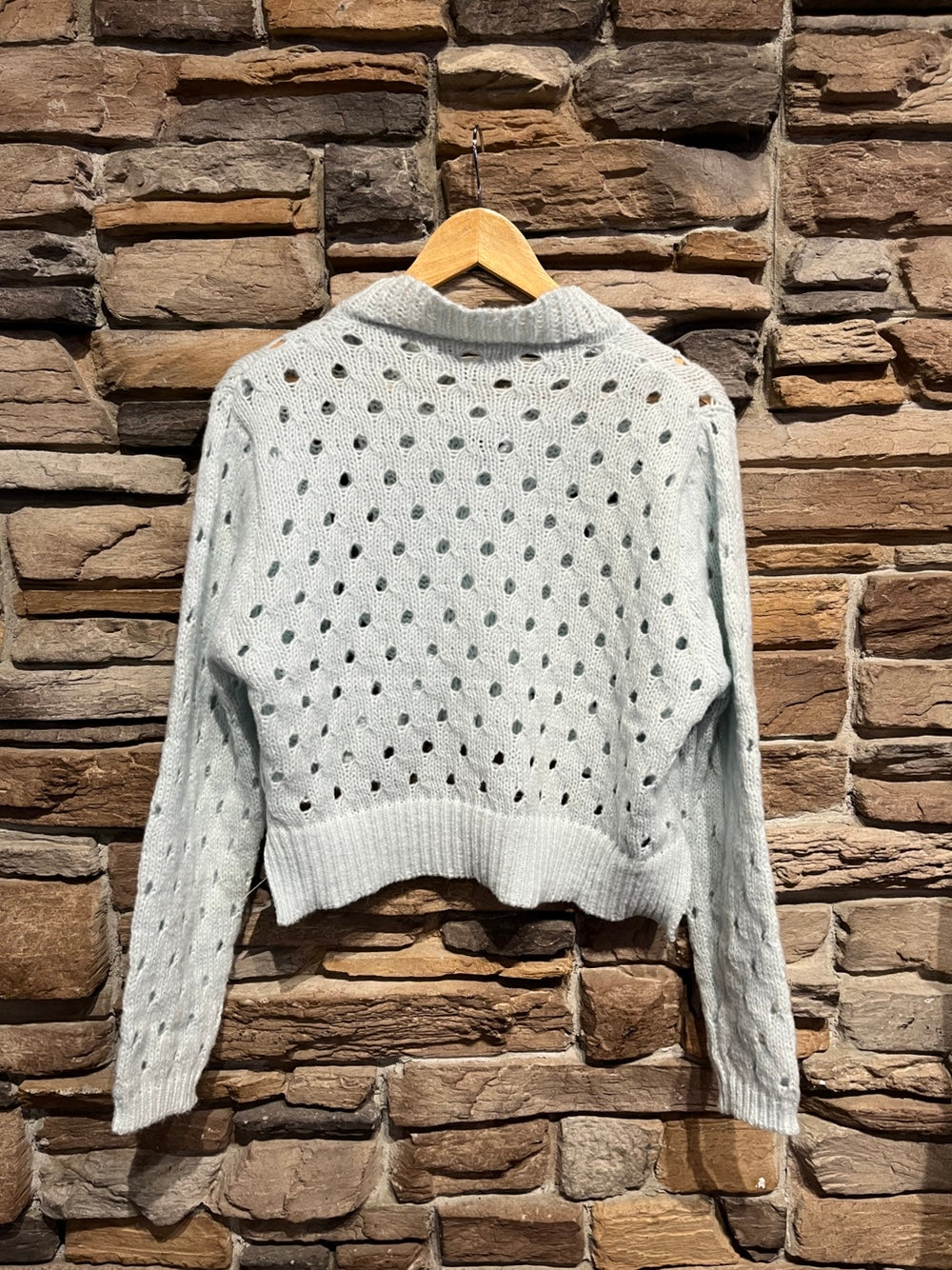 Open Knit Cardigan with Heart Buttons