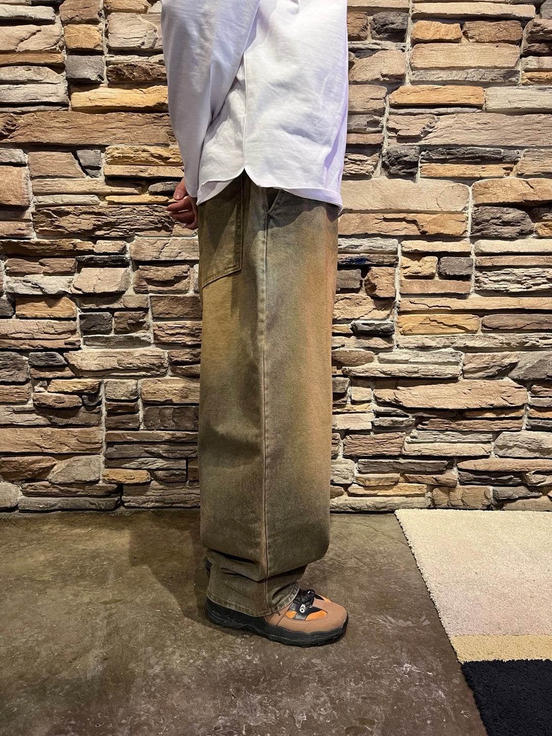 Wide Leg Mud Stain Effect Jeans