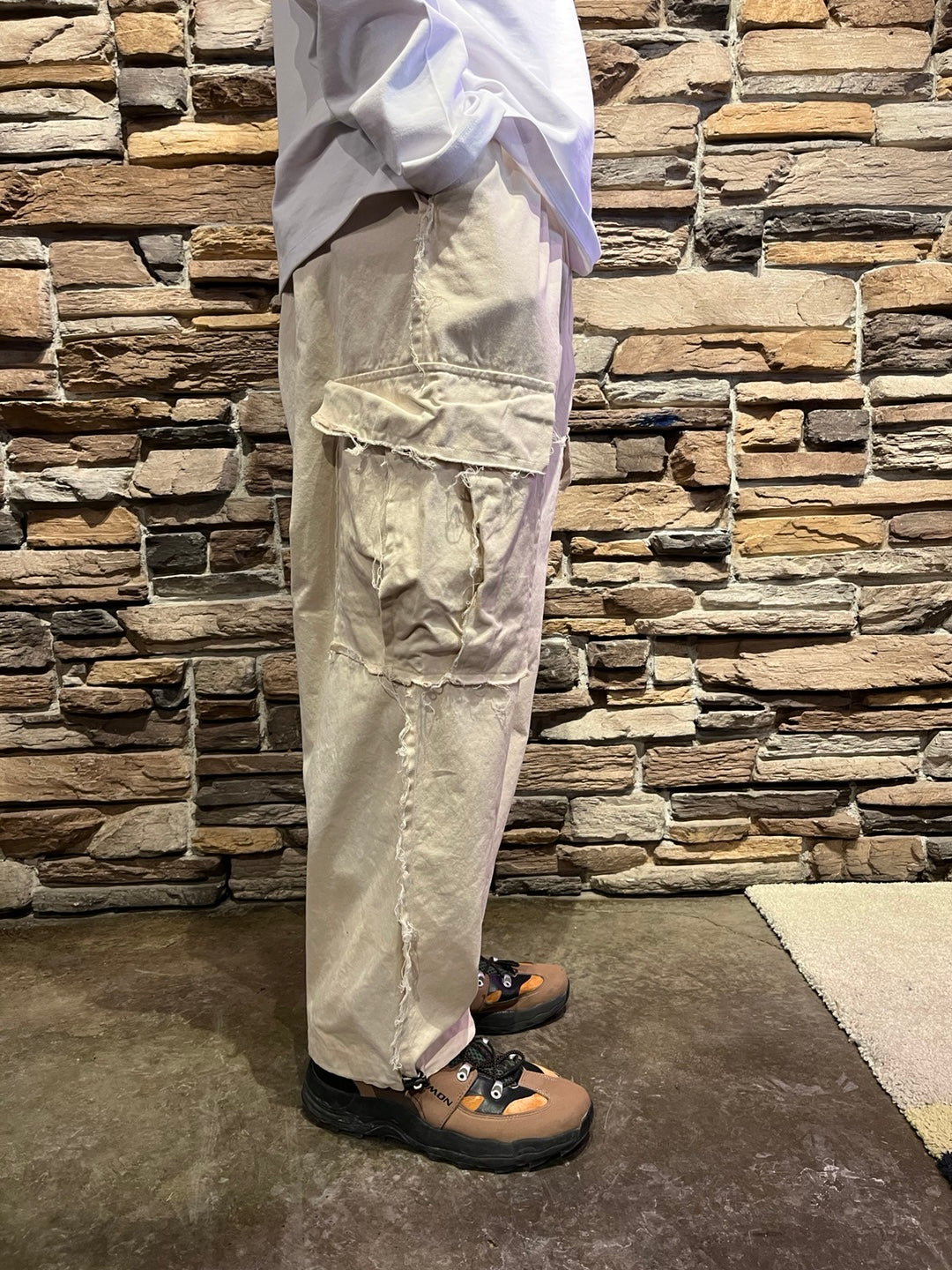 Raw edge men's pants