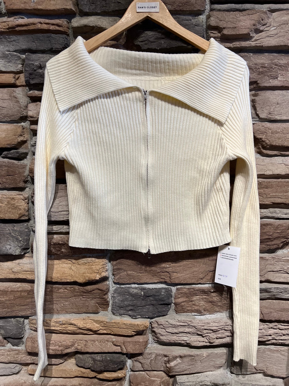 Double Zipper Folded Collar Cardigan