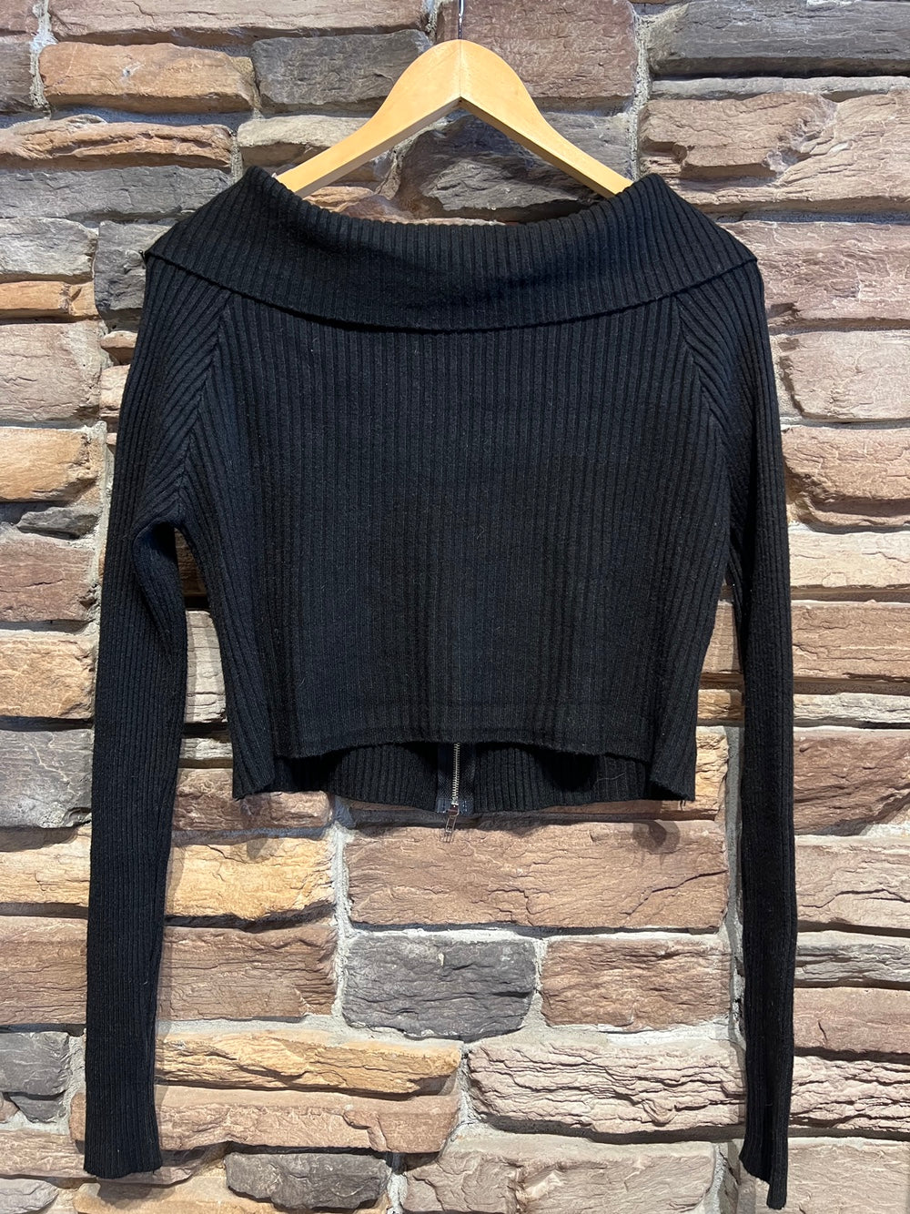 Double Zipper Folded Collar Cardigan