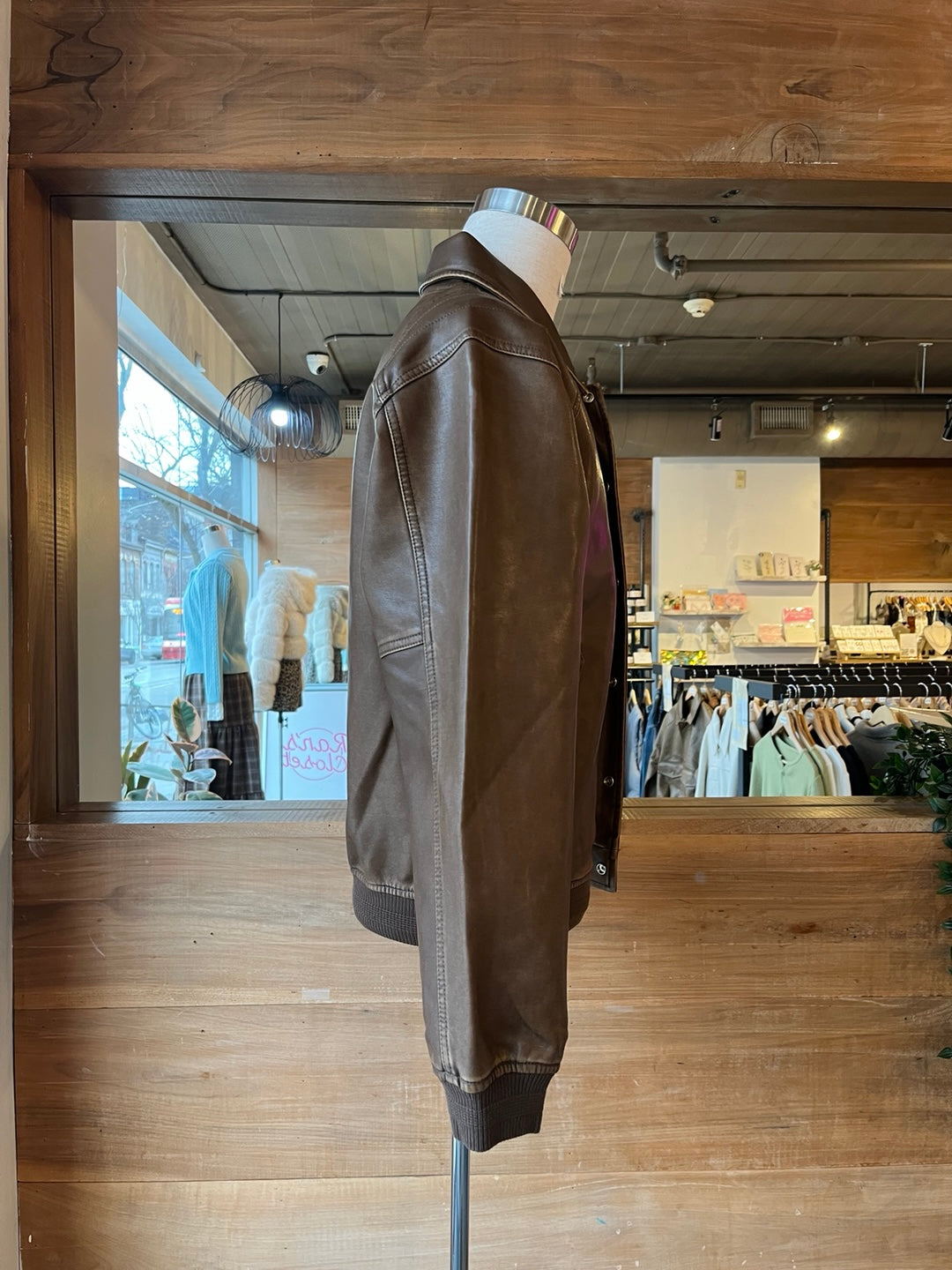 Embroidered Vegan Leather Jacket