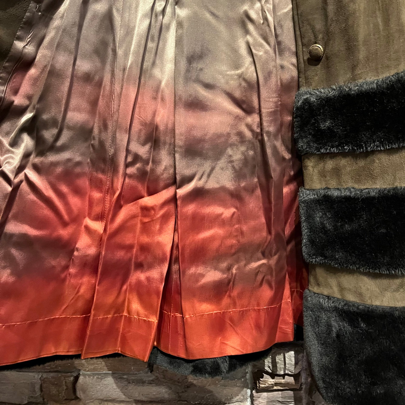 Vintage Women's Suede Coat with Faux Fur Trim