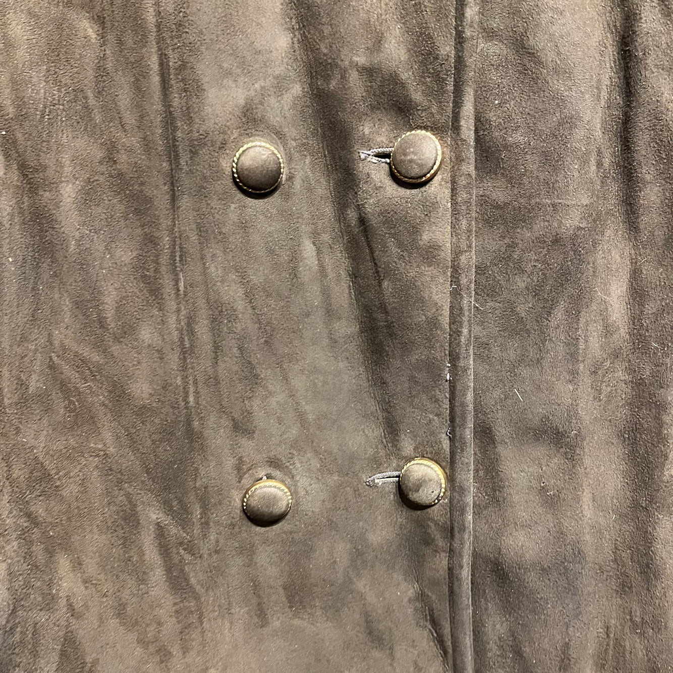 Vintage Women's Suede Coat with Faux Fur Trim