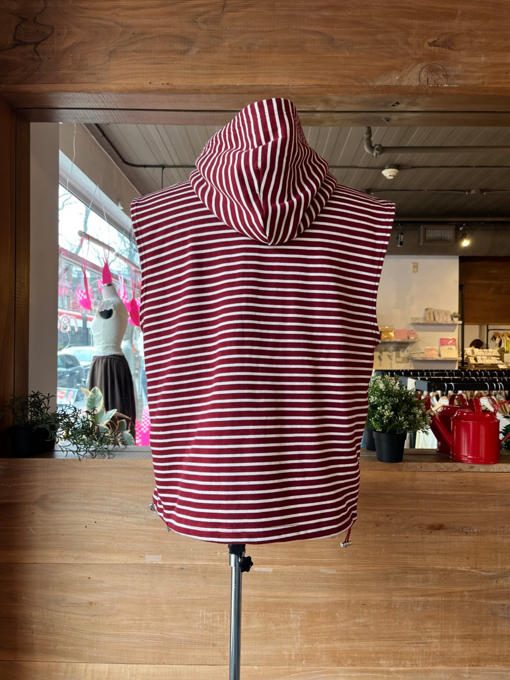 Men's Striped Hooded Sleeveless Shirt