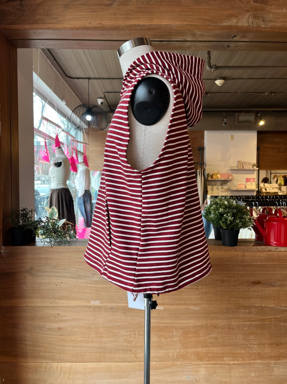 Men's Striped Hooded Sleeveless Shirt