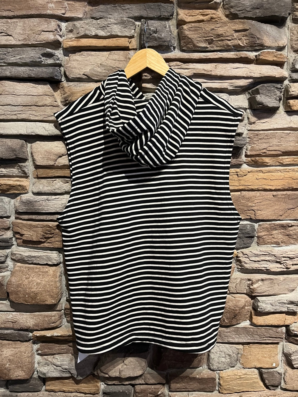 Men's Striped Hooded Sleeveless Shirt