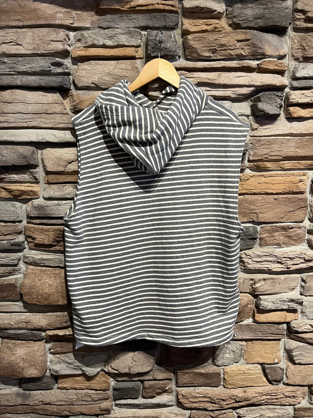 Men's Striped Hooded Sleeveless Shirt