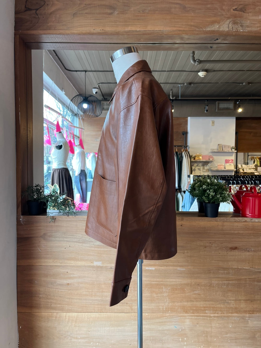 Men's Vegan Leather Button Up Jacket