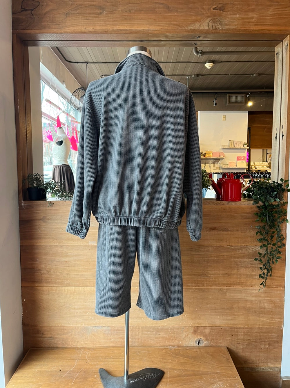 Men's Waffle Zip Up and Shorts Set