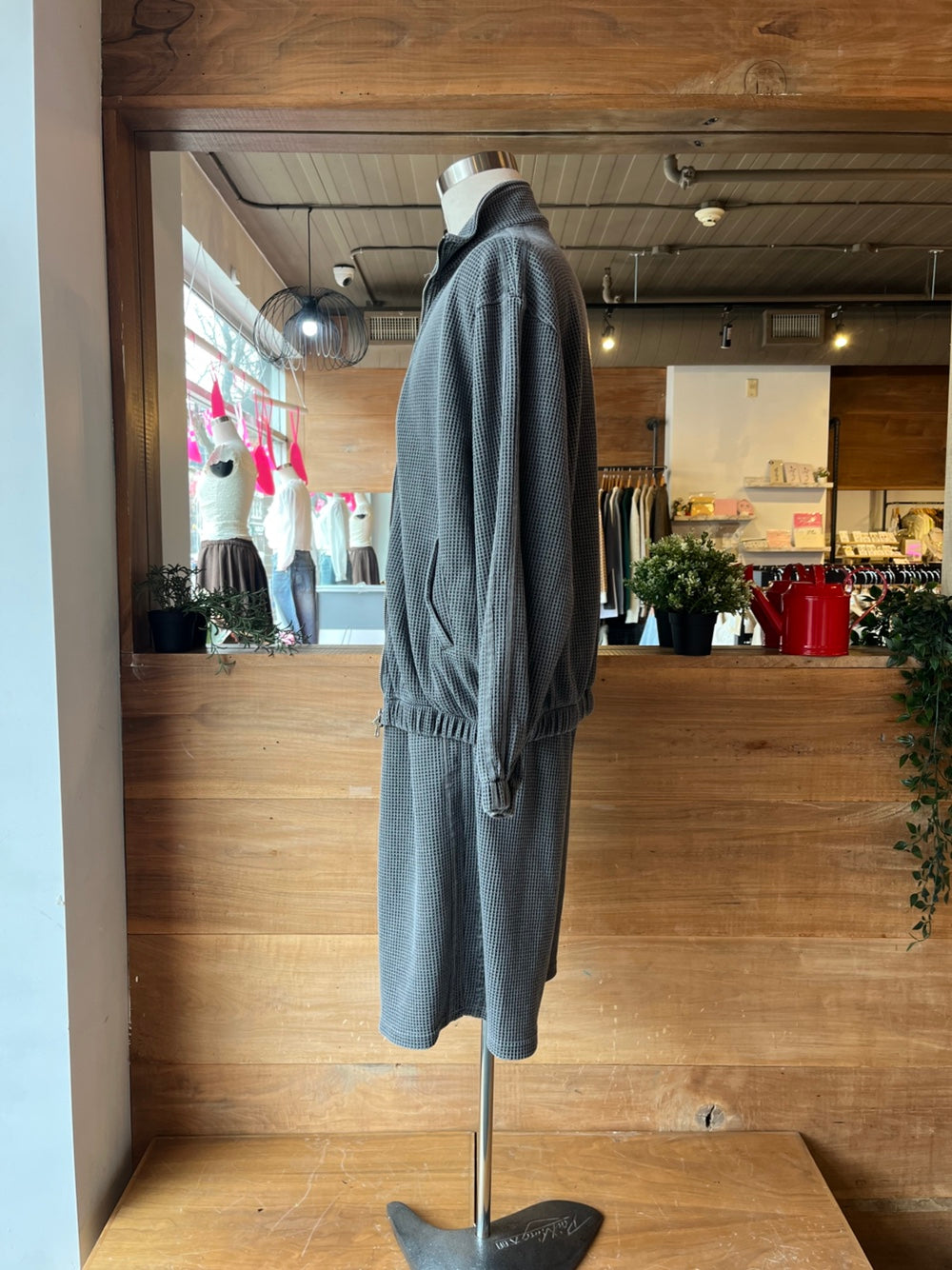 Men's Waffle Zip Up and Shorts Set